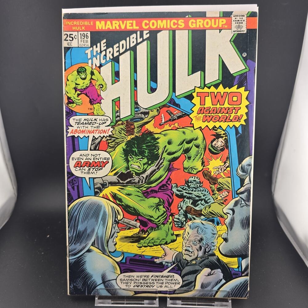 Incredible Hulk #196 (1976) FN- 5.5 Marvel Value Stamp INTACT Abomination Buscem